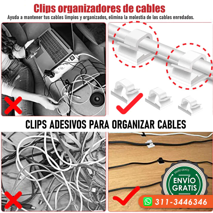 Clips adhesivos para organizar cables – Tienda plaza online